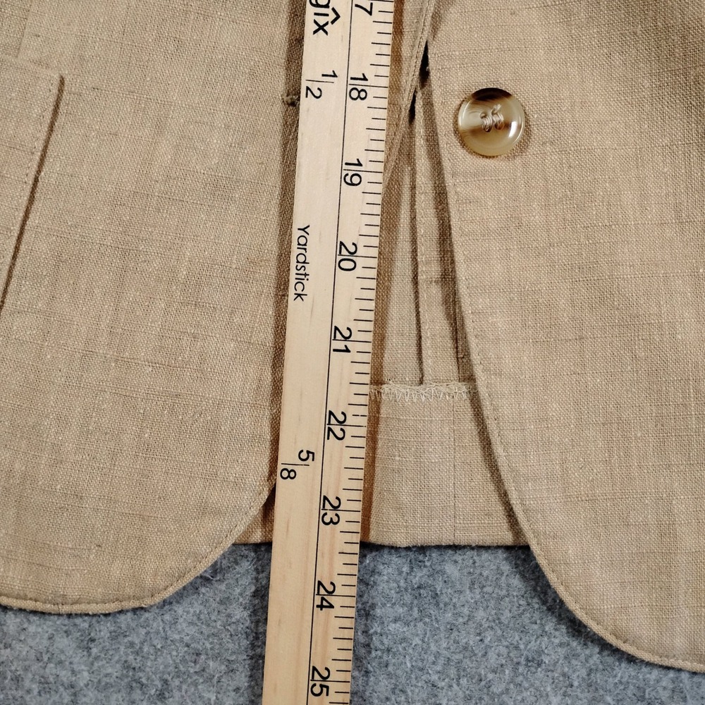 Schrauer Sport Vintage Tan Linen Textured Blazer Jacket Size 8 Beige - Picture 6 of 10